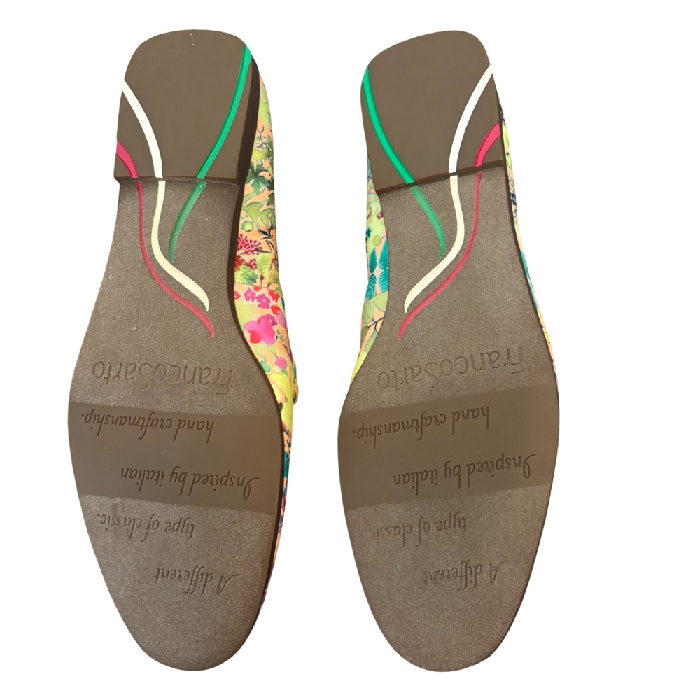 Franco Sarto Berola3 Womens Floral Fabric Loafers Gold Chain Multi Color 11M - Picture 7 of 12